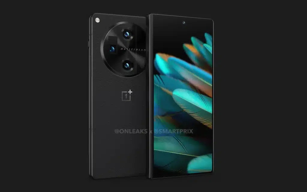 The full design of the front and rare panel of the upcoming OnePlus V Fold black 