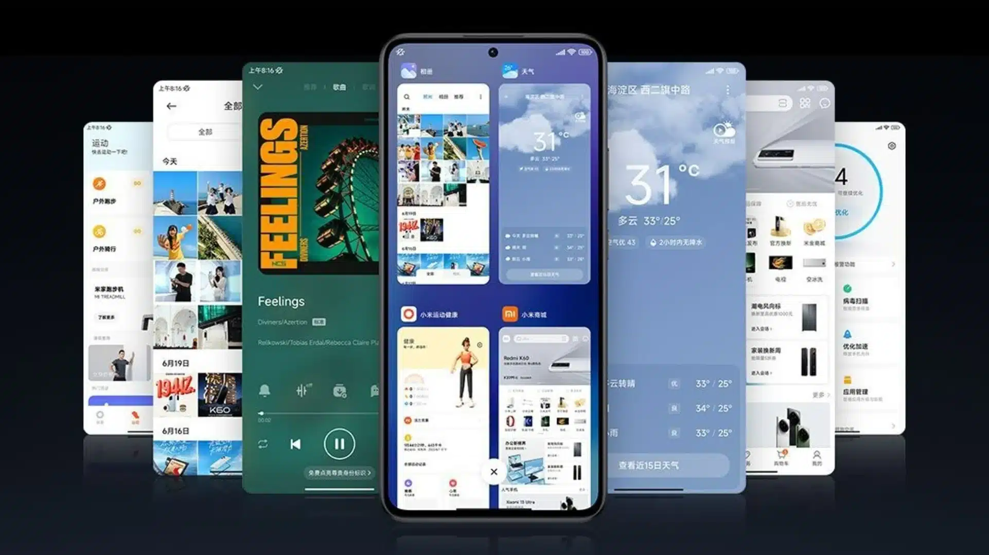 Miui 15 screenshots showing a lot of features